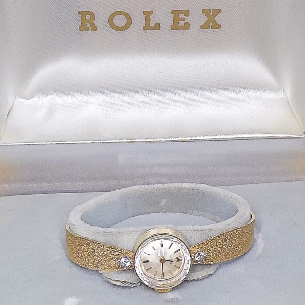 OG BOX & PAPERS Vintage Rolex 14k Yellow Gold & Diamonds Ladies Watch [Ref 3523]